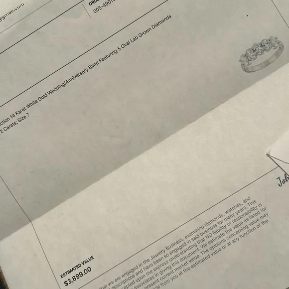 Diamond Anniversary Ring with 5 oval Lab Grown Diamonds total 2 Carats, size 7. - Picture 4 of 6